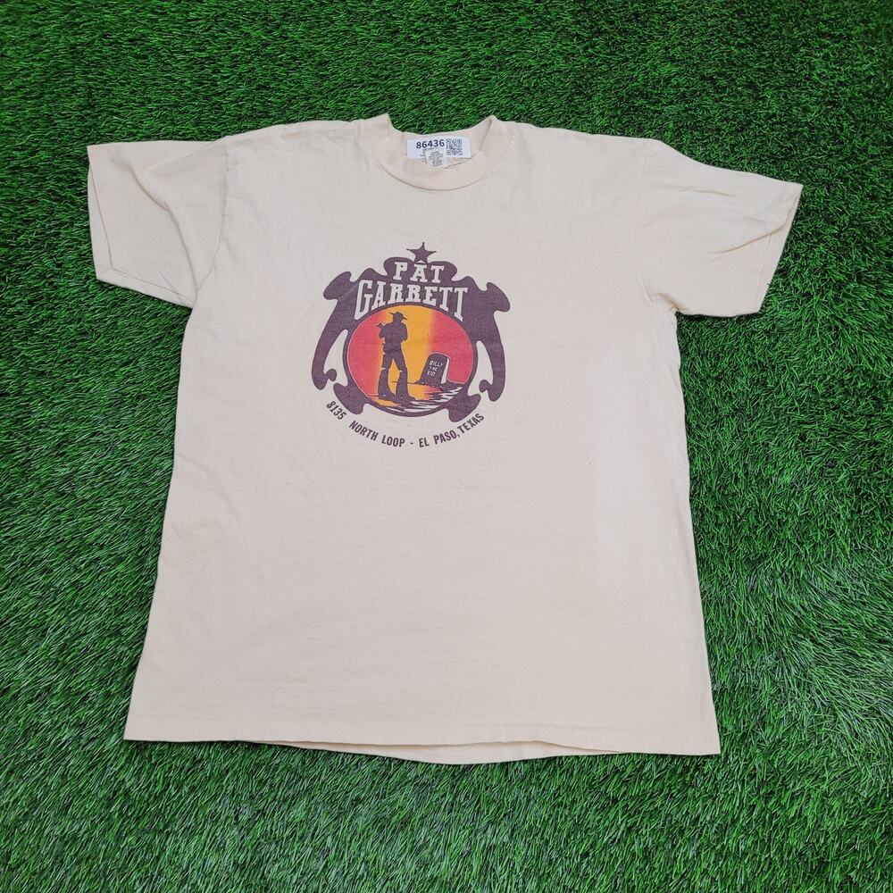 Vintage 80s Pat-Garrett Lawman Shirt M/L 21x26 Beige Cowboy